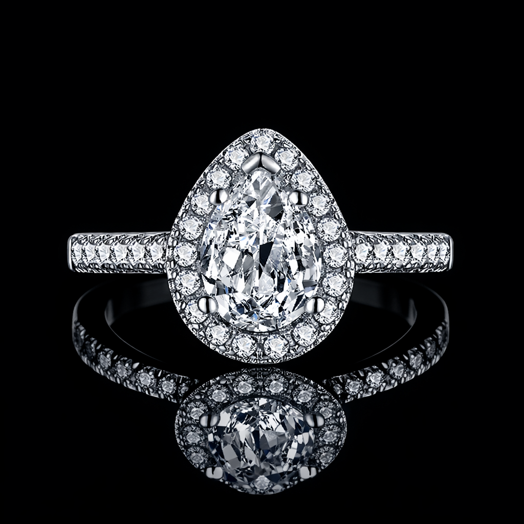 White Oval Diamond Ring