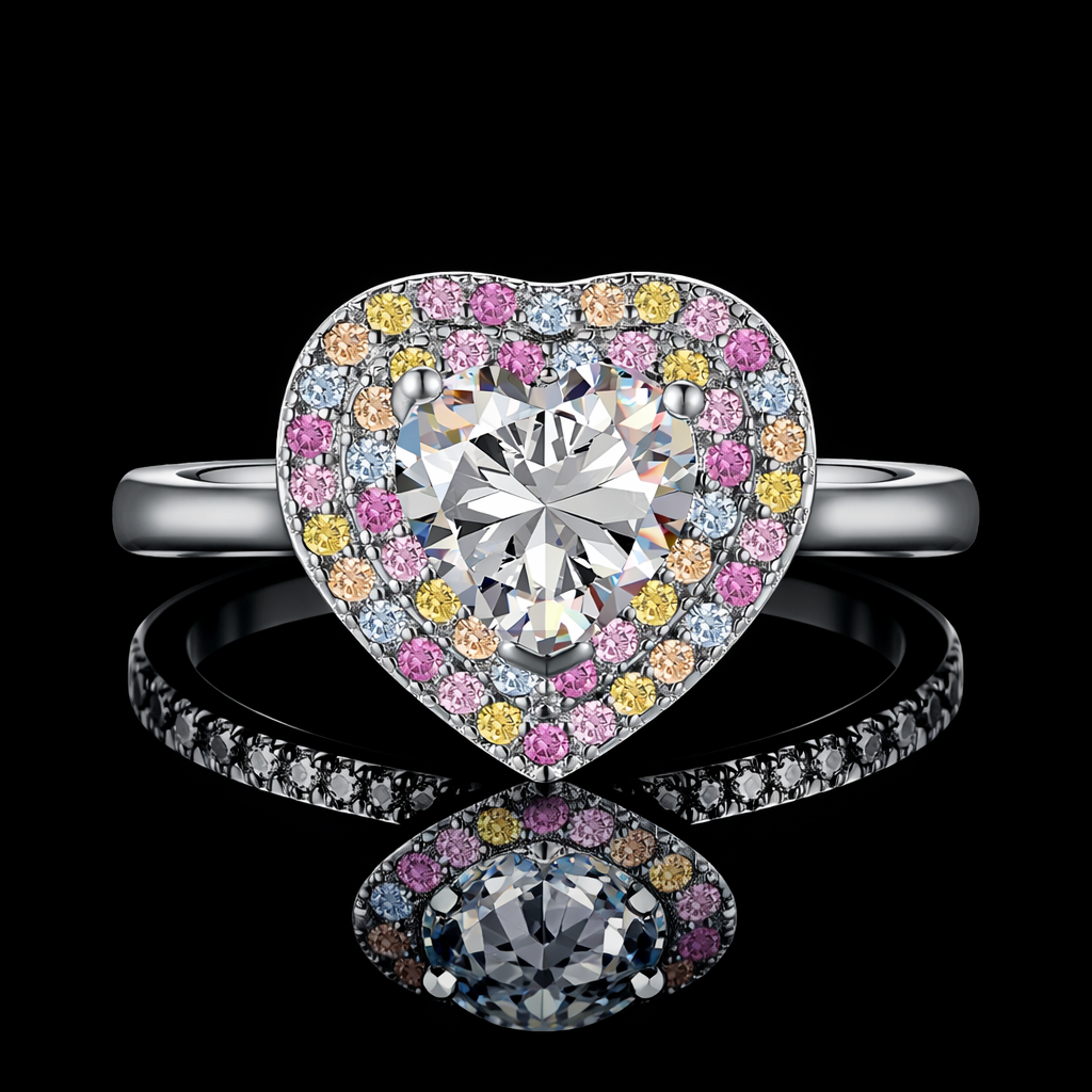 Colorful Heart Diamond Ring