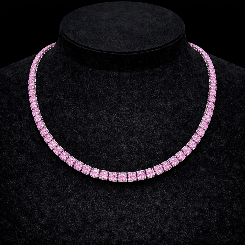 VVS Pink Tennis Necklace