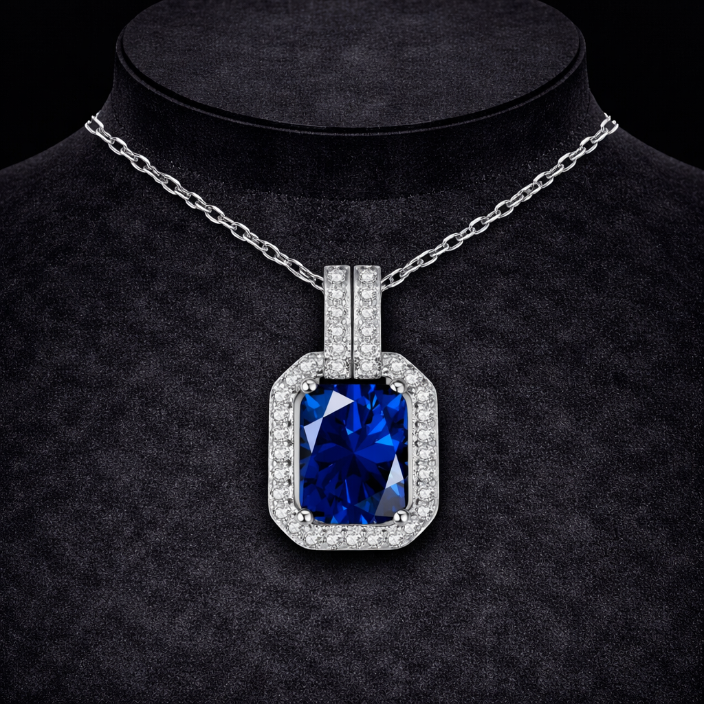 Collar de diamantes azules