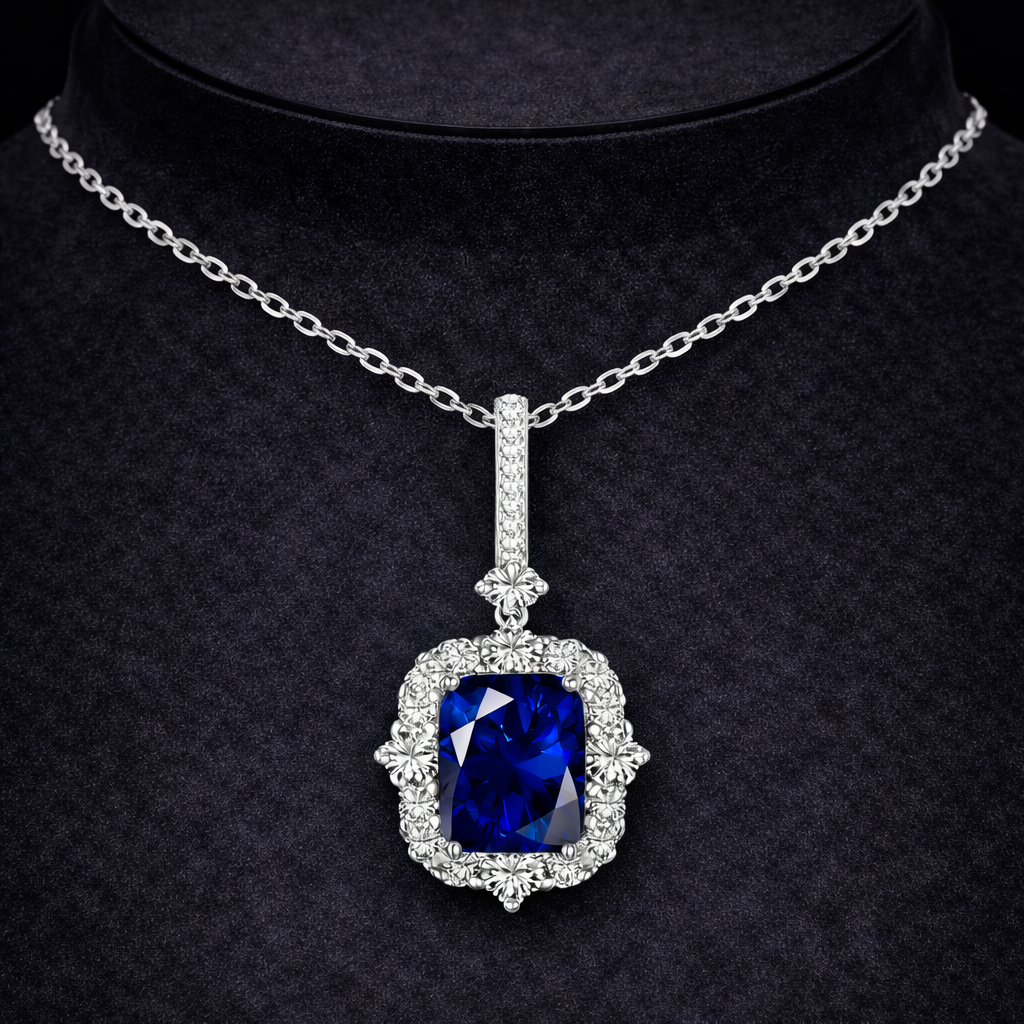 Collar de diamantes azules