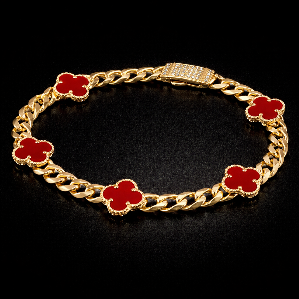 14K Gold Cuban Clover Bracelet (5mm / 9mm)
