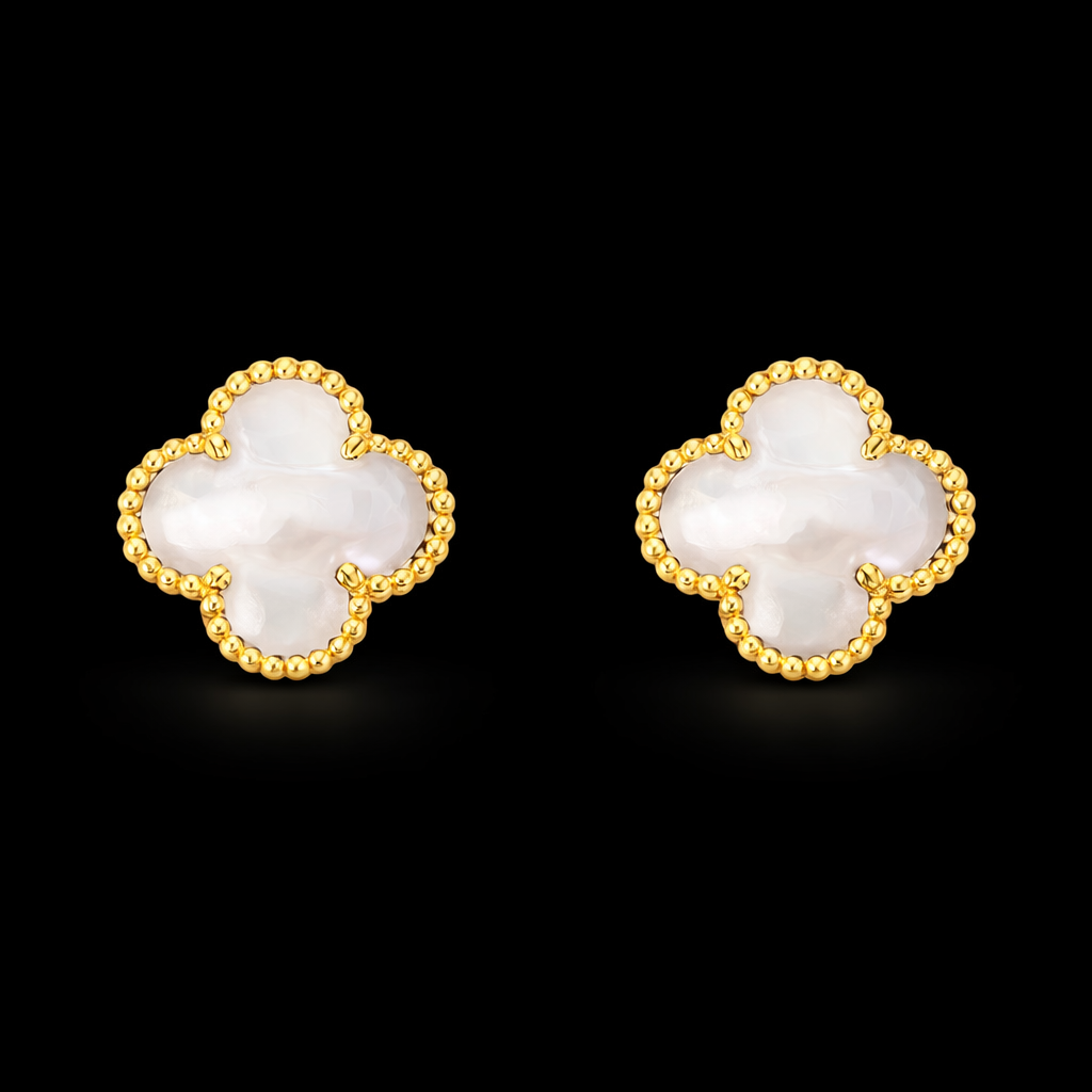 18K Gold Clover Earrings
