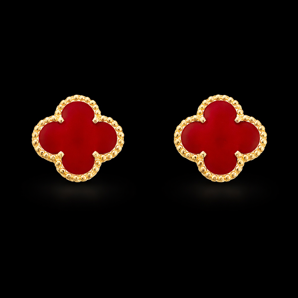 18K Gold Clover Earrings