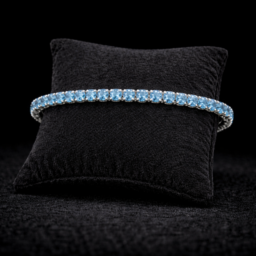 VVS Sea Blue Tennis Necklace (4mm)