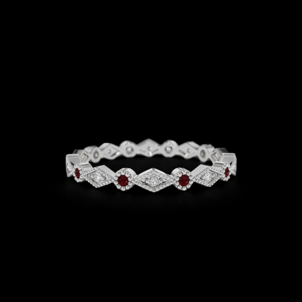 14K Gold Natural Diamond / Ruby Ring