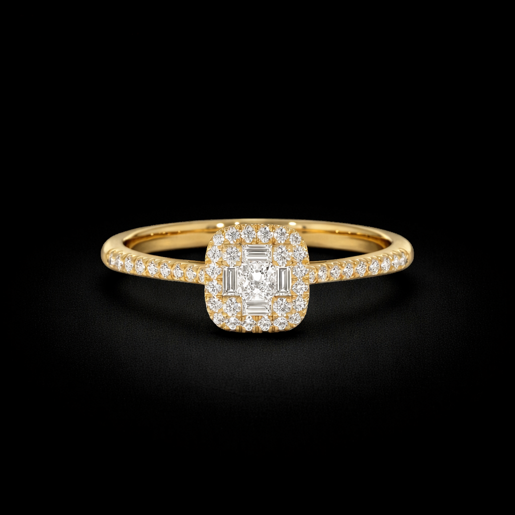 14K Gold Natural Diamond Ring