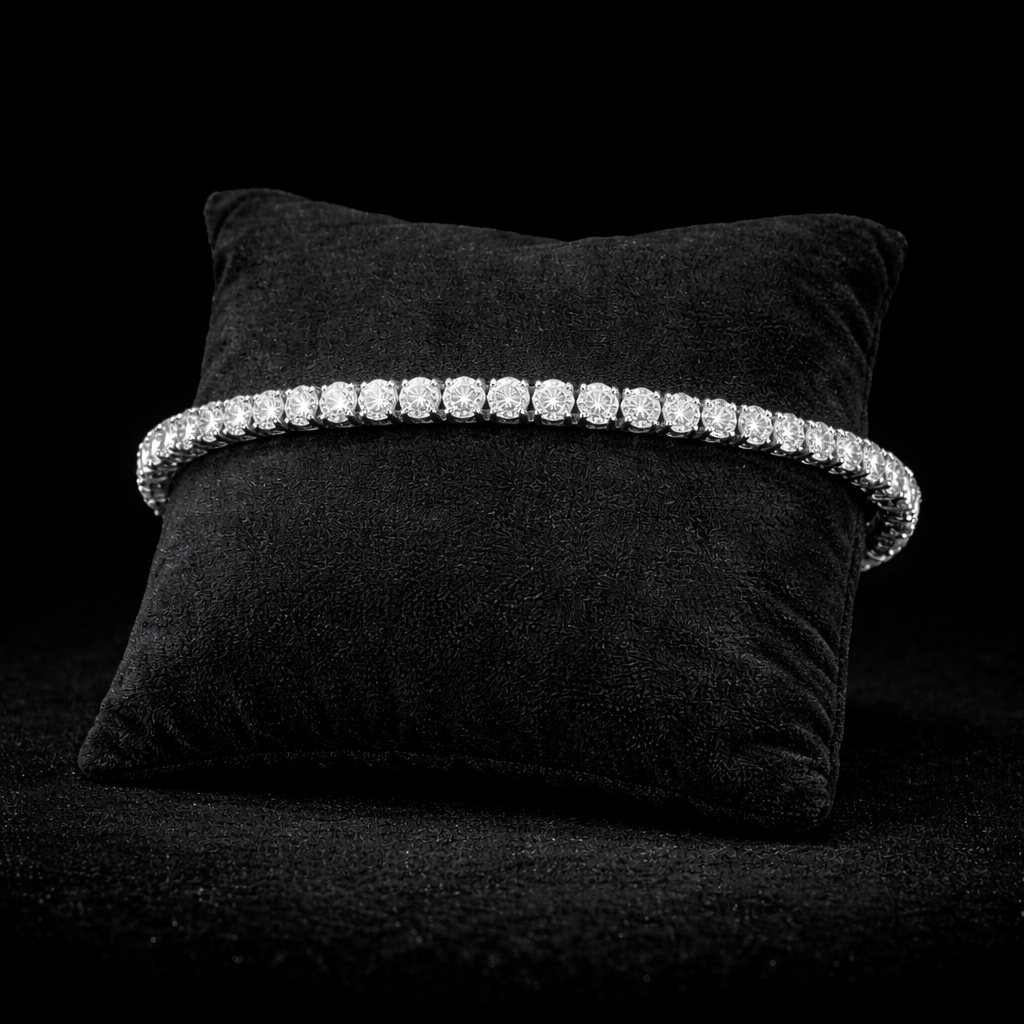 14K Gold Natural Diamond Tennis Bracelet (4mm)