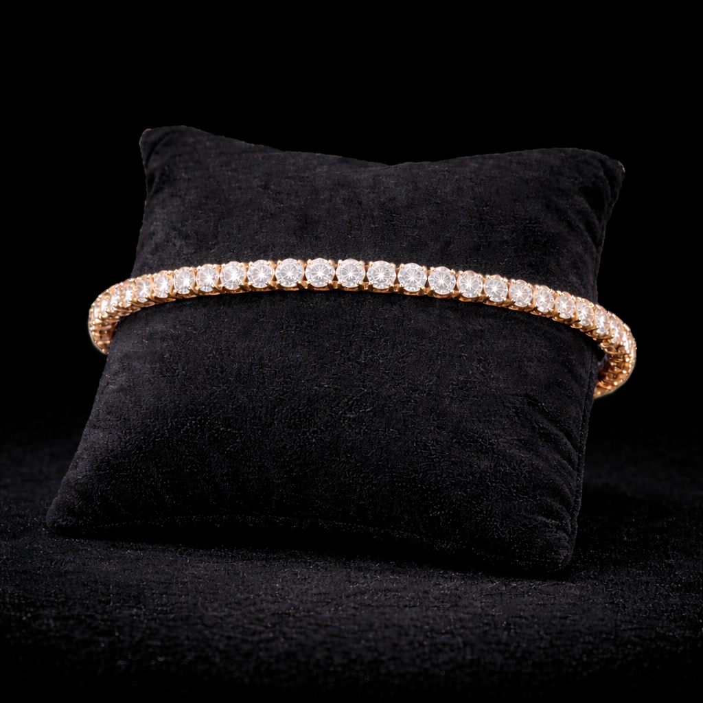 14K Gold Natural Diamond Tennis Bracelet (4mm)