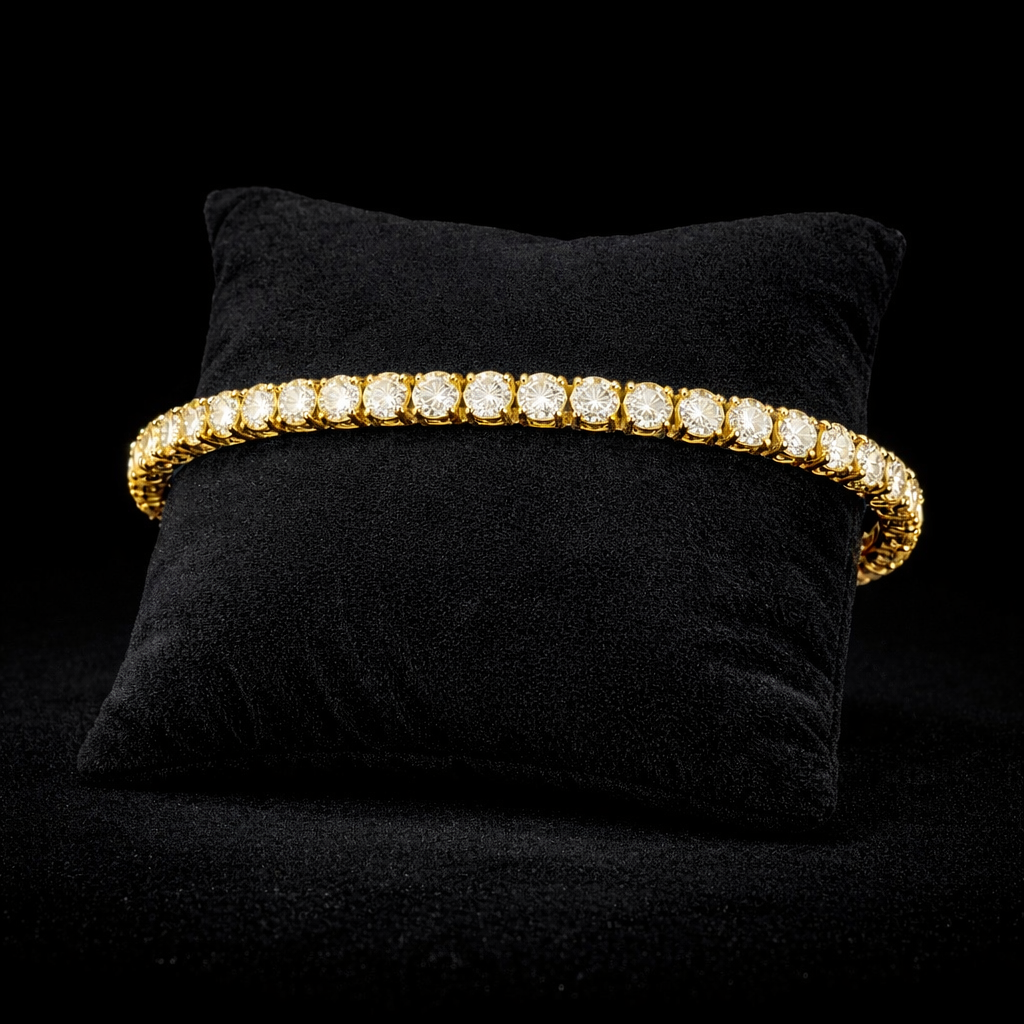 14K Gold Natural Diamond Tennis Bracelet (5mm)