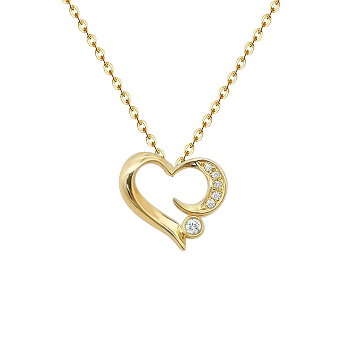 18K Gold Heart Natural Diamond Necklace