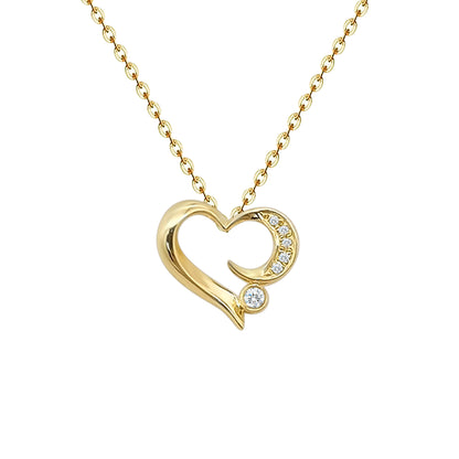 18K Gold Heart Natural Diamond Necklace