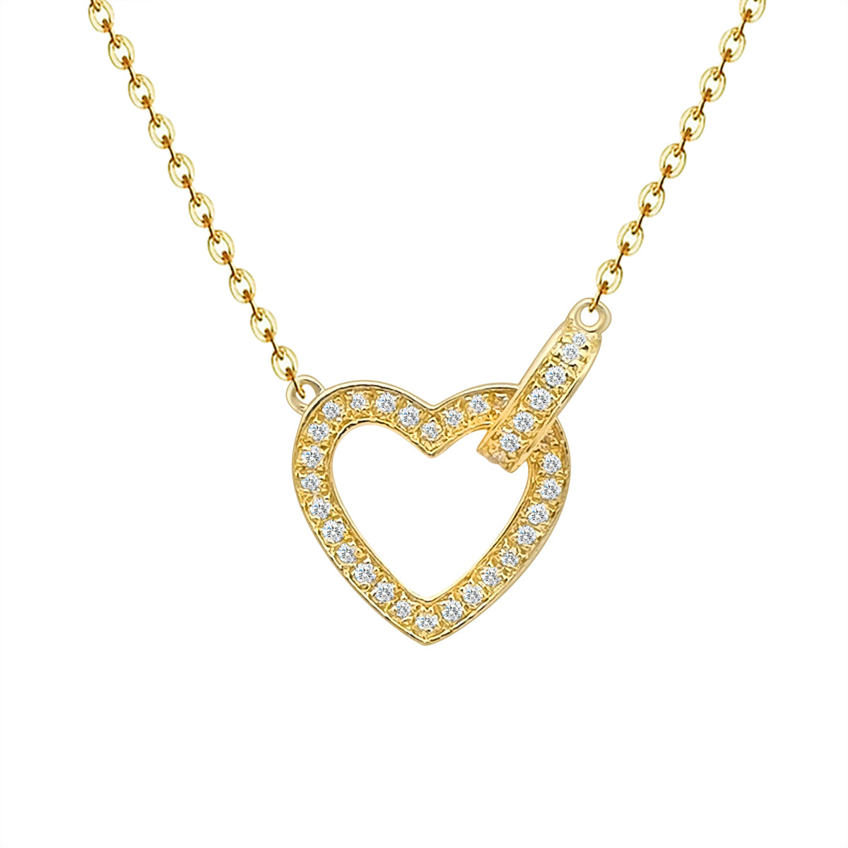 18K Gold Heart Natural Diamond Necklace