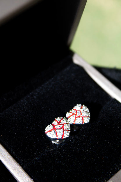 Heart Broken Red Enamel VVS Earrings Set