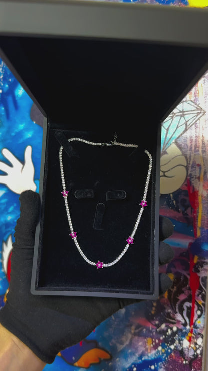 Fuchsia Flower Diamond Necklace