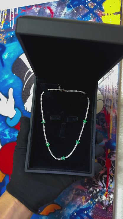 Green Flower Diamond Necklace